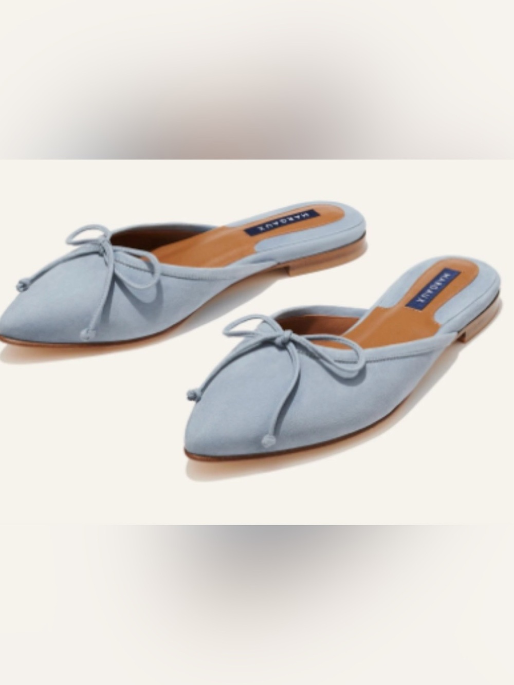 Margaux Light Blue Pointed Toe Bow Mules